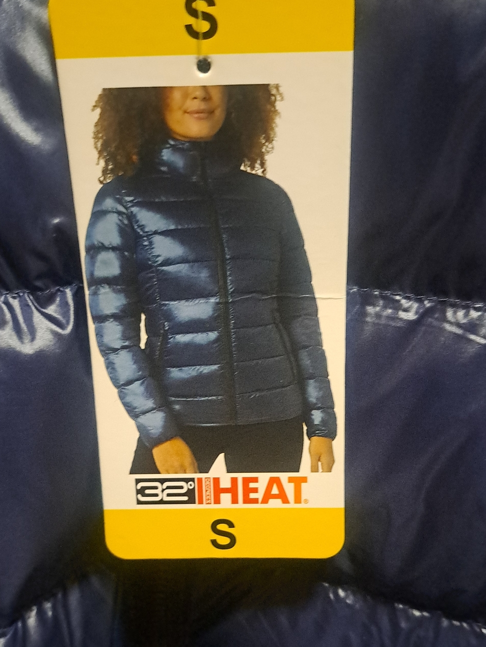 32 Degrees Heat Women's Faux Fur Hood Shiny Puffer Jacket - Dark Turquois Size S - Picture 2 of 4